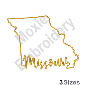 Carte de l'État du Missouri - motif de broderie Machine, motif de broderie contour de carte du Missouri, motif de broderie de carte de l'État américain, motif de carte MO