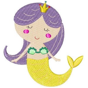 Little Girl Mermaid - Machine Embroidery Design