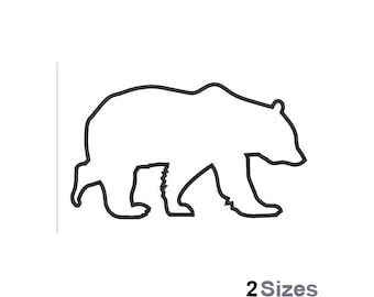 Bear Outline Applique - Machine Embroidery Design - 2 Sizes, Walking Black Bear Embroidery Pattern, Animal Applique Outline Embroidery