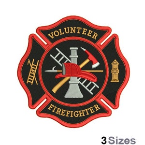 Volunteer Firefighter Maltese Cross - Machine Embroidery Design - 3 Sizes, Fire Service Symbol Embroidery Pattern, Firefighting Embroidery