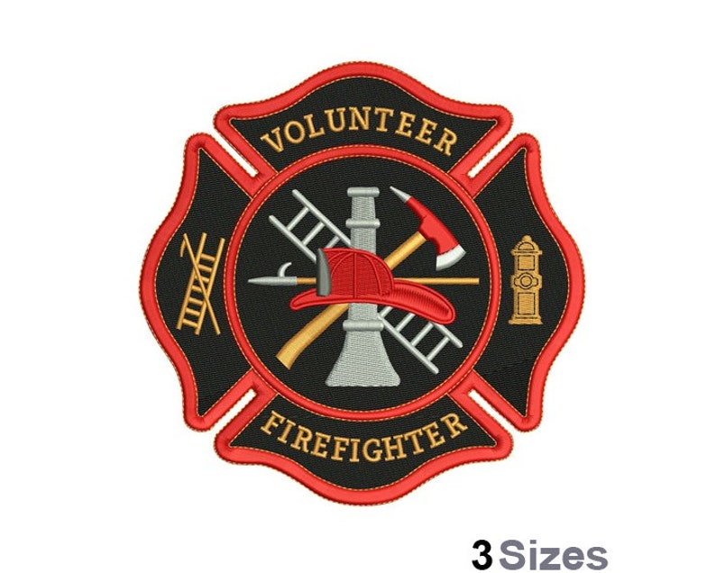 Cross Main Firefighting Volunteer Firefighter Maltese Cross - Machine Embroidery Design - 3 ...