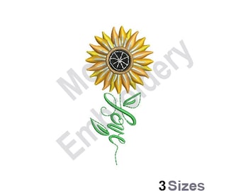Sunflower - Machine Embroidery Design, Love Sunflower Embroidery Pattern, Flower Love Embroidery Design