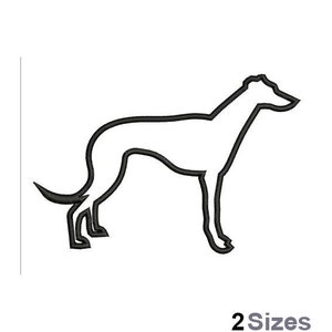 Puede incluir: Esquema en blanco y negro de un galgo.