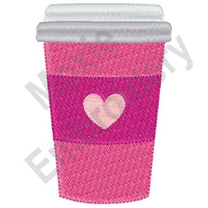 Tazza da caffè - Disegno per ricamo a macchina, ricamo di tazza da caffè in carta, modello per ricamo di tazza usa e getta, disegno per ricamo "I love coffee"