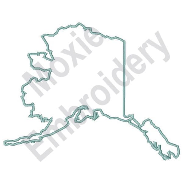 Alaska State Map - Machine Embroidery Design, Alaska Outline Embroidery Pattern, Alaska State Outline Embroidery Design, AK State Map Design