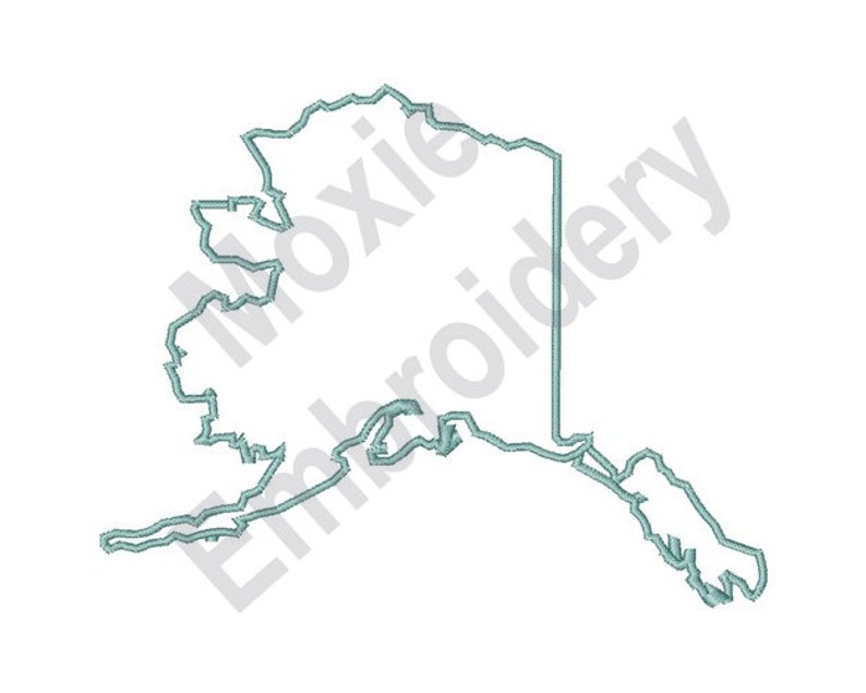 Alaska state map machine embroidery design alaska outline etsy
