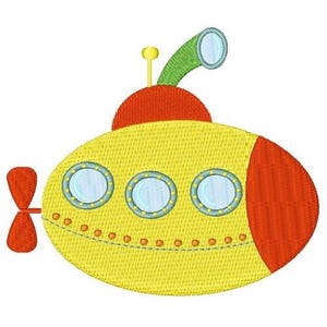 Gele cartoononderzeeër - machineborduurontwerpen