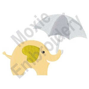 Baby Elephant - Machine Embroidery Design, Umbrella Embroidery Pattern, Little Elephant Embroidery Design