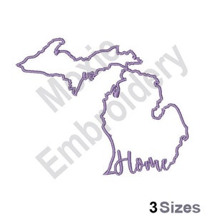 Carte de l'État du Michigan - motif de broderie Machine, motif de broderie contour de l'État du Michigan, motif de broderie carte de l'État américain