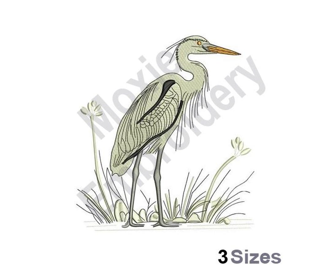 White Heron - Machine Embroidery Design - 3 Sizes, Great Egret ...