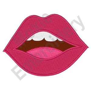 Valentine&#39;s Day Kiss - Machine Embroidery Design, Girl&#39;s Mouth Embroidery Pattern, Woman&#39;s Lips Embroidery Design, Red Lips Embroidery