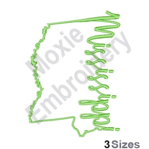 Carte de l'État du Mississippi - motif de broderie Machine, motif de broderie contour de carte du Mississippi, broderie de carte de l'État américain, conception de carte MS