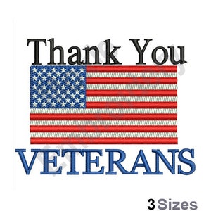 Thank You Veterans - Machine Embroidery Design, American Flag Embroidery Pattern, Patriotic Embroidery Design