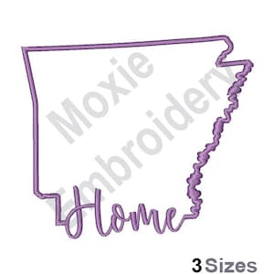 Home Arkansas - machineborduurontwerp, kaartoverzicht staat Arkansas, borduurpatroon staat Arkansas, Amerikaanse staat, staatskaart VS