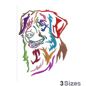 Colorful Dog - Machine Embroidery Design - 3 Sizes, Dog Head Embroidery Pattern, Happy Dog Silhouette Embroidery Design