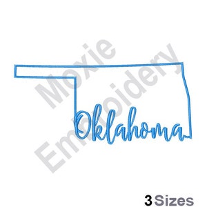 Carte de l'état de l'Oklahoma - motif de broderie Machine, motif de broderie carte de l'état de l'Oklahoma, contour de l'État américain, contour de carte de l'état de l'Oklahoma