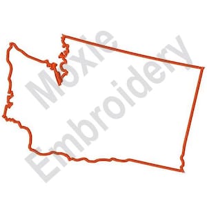 Contour de carte de l'État de Washington - motif de broderie Machine, carte de l'État américain, conception de carte de l'État des États-Unis, motif de broderie de l'État à feuilles persistantes