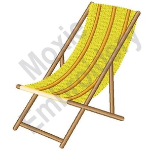 Beach Chair - Machine Embroidery Design, Folding Chair Embroidery Pattern, Yellow Chair Embroidery Design, Summer Chair Embroidery Design