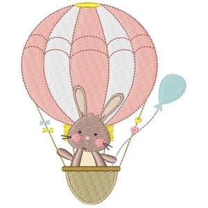 Hot Air Ballooning Rabbit - Machine Embroidery Design