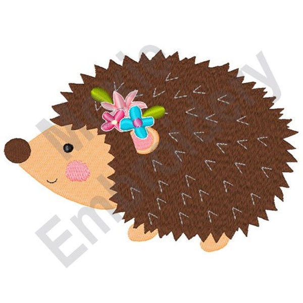 Hedgehog Girl - Machine Embroidery Design, Hedgehog Embroidery Pattern, Baby Hedgehog Girl Embroidery Design