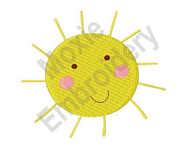 Happy Sun Machine Embroidery Design Kawaii Sun Embroidery - Etsy