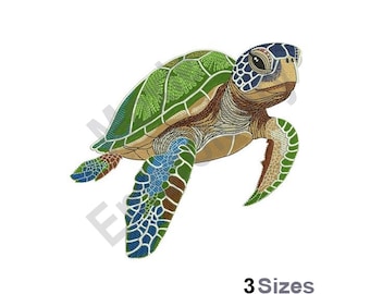 Sea Turtle - Machine Embroidery Design - 3 Sizes, Green Sea Turtle Embroidery Pattern