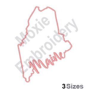 Mapa del estado de Maine: diseño de bordado a máquina, patrón de bordado del contorno del estado de Maine, diseño de bordado del mapa de los estados de Estados Unidos, diseño del estado de EE. UU.