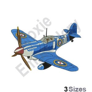 Supermarine Spitfire - Machine Embroidery Design - 3 Sizes, WWII Fighter Aircraft Embroidery Pattern, Military Airplane Embroidery Design