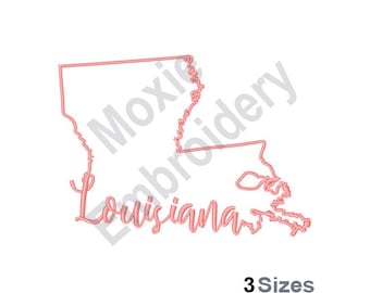 Louisiana State Map - Machine Embroidery Design, Louisiana Map Outline  Embroidery Pattern, American State Map Embroidery Design