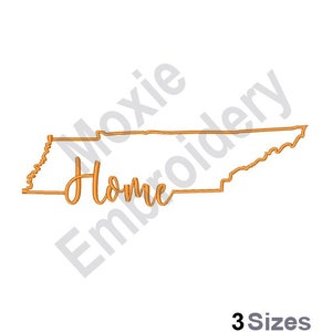 Tennessee Home - Machine Embroidery Design, Tennessee Map Outline Embroidery Pattern, American State Map Embroidery Design, TN Map Design