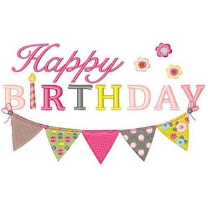 Happy Birthday Banner - Machine Embroidery Design