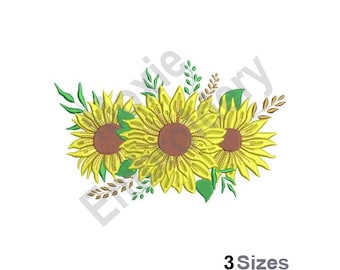 Sunflowers - Machine Embroidery Design - 3 Sizes
