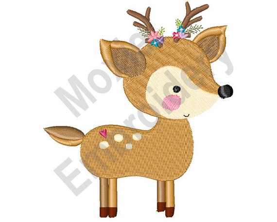 Woodland Deer Machine Embroidery Design Baby Deer - Etsy