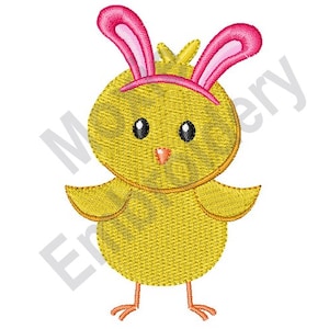 Easter Chick - Machine Embroidery Design, Baby Chicken Embroidery Pattern, Chick With Rabbit Ears Embroidery Design