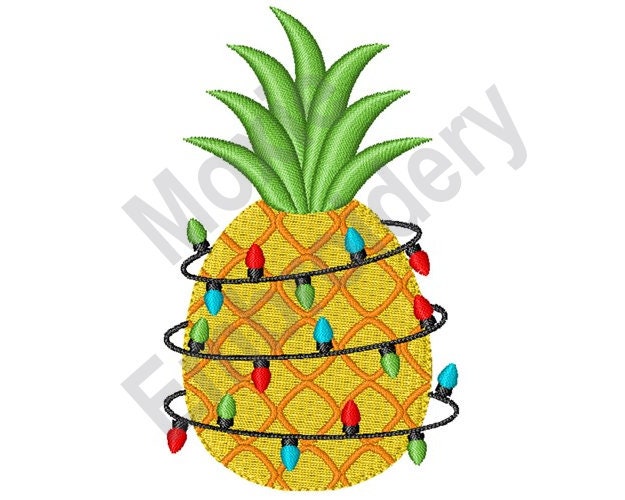 Christmas Pineapple - Machine Embroidery Design, Pineapple Embroidery Pattern, Xmas Tree String Lights Design, Christmas Tree Decoration