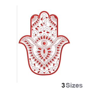 Hamsa Hand - Machine Embroidery Design - 3 Sizes, Hamsa Symbol Embroidery, Five Fingers Of The Hand, Hand Of Fatima, Palm Shaped Amulet