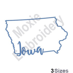 Carte de l'État de l'Iowa - motif de broderie Machine, motif de broderie contour de carte de l'Iowa, motif de broderie carte de l'État américain, conception de carte IA