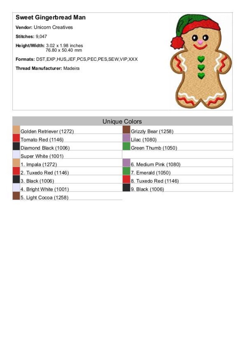 Sweet Gingerbread Man - Machine Embroidery Design - 4 Sizes ...