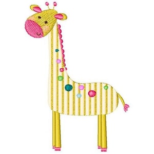 Colorful Cartoon Giraffe - Machine Embroidery Design