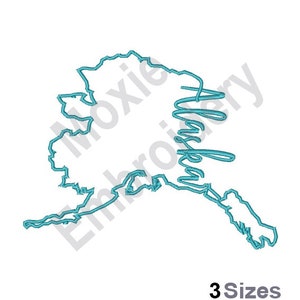Alaska State Karte - Maschinenstickerei, Alaska State Map Umriss Stickdatei, Alaska Map Stickerei
