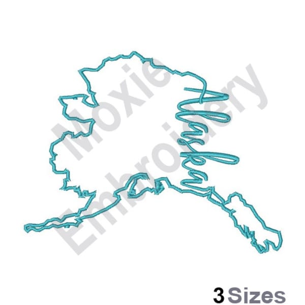 Alaska State Map - Machine Embroidery Design, Alaska State Outline Embroidery Pattern, Alaska Map Embroidery, USA State Map Embroidery