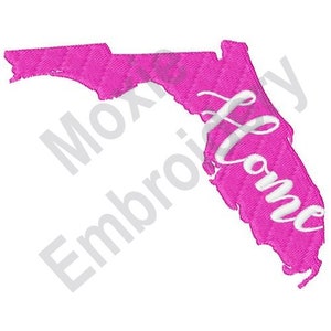 Florida Home - machineborduurwerkontwerp, borduurpatroon kaart staat Florida, Sunshine State ontwerp, Amerikaans staatsborduurwerk