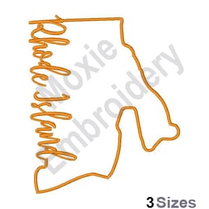 Rhode Island State Karte - Maschinenstickerei, Rhode Island Map Umriss Stickerei Design, RI State Karte