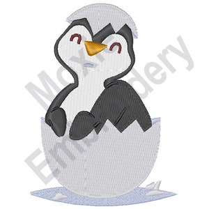 Baby Penguin - Machine Embroidery Design, Penguin In Eggshell Embroidery Pattern, Little Penguin Embroidery Design