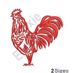 Red Rooster - Machine Embroidery Design, Artistic Rooster Embroidery Pattern, Kitchen Rooster Embroidery Design