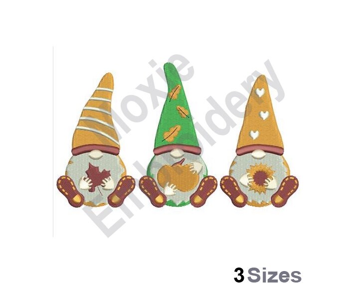 Fall Gnomes - Machine Embroidery Design - 3 Sizes