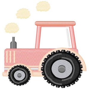 Pink Farm Tractor - Machine Embroidery Design