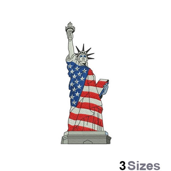 Statue Of Liberty - Machine Embroidery Design - 3 Sizes, Patriotic American Statue Embroidery Pattern, USA Flag Embroidery Design