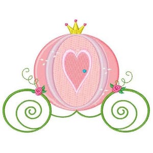 Pink Princess Carriage - Machine Embroidery Design