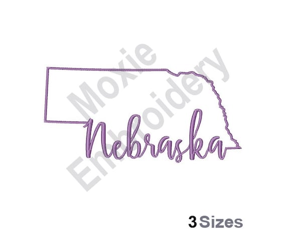 Nebraska State Map Machine Embroidery Design, Nebraska State Map Outline Embroidery Pattern, American State Embroidery, NB State Map Design